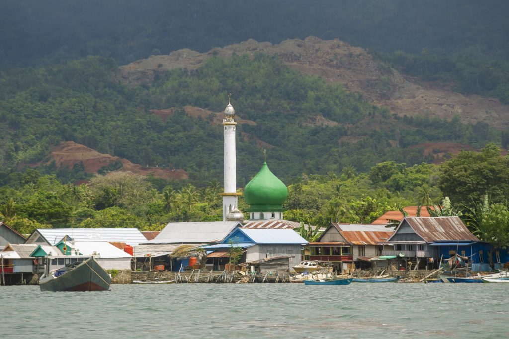Suasana kerusakan area perbukitan Pulau Kabaena akibat pertambangan nikel